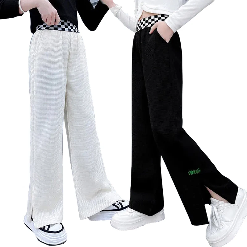 

Teenage Girls Pants Wide Legged Trousers 2022 Spring Summer Fashion Design Cotton 4 6 8 10 12 14 15 Year Children Sweatpants