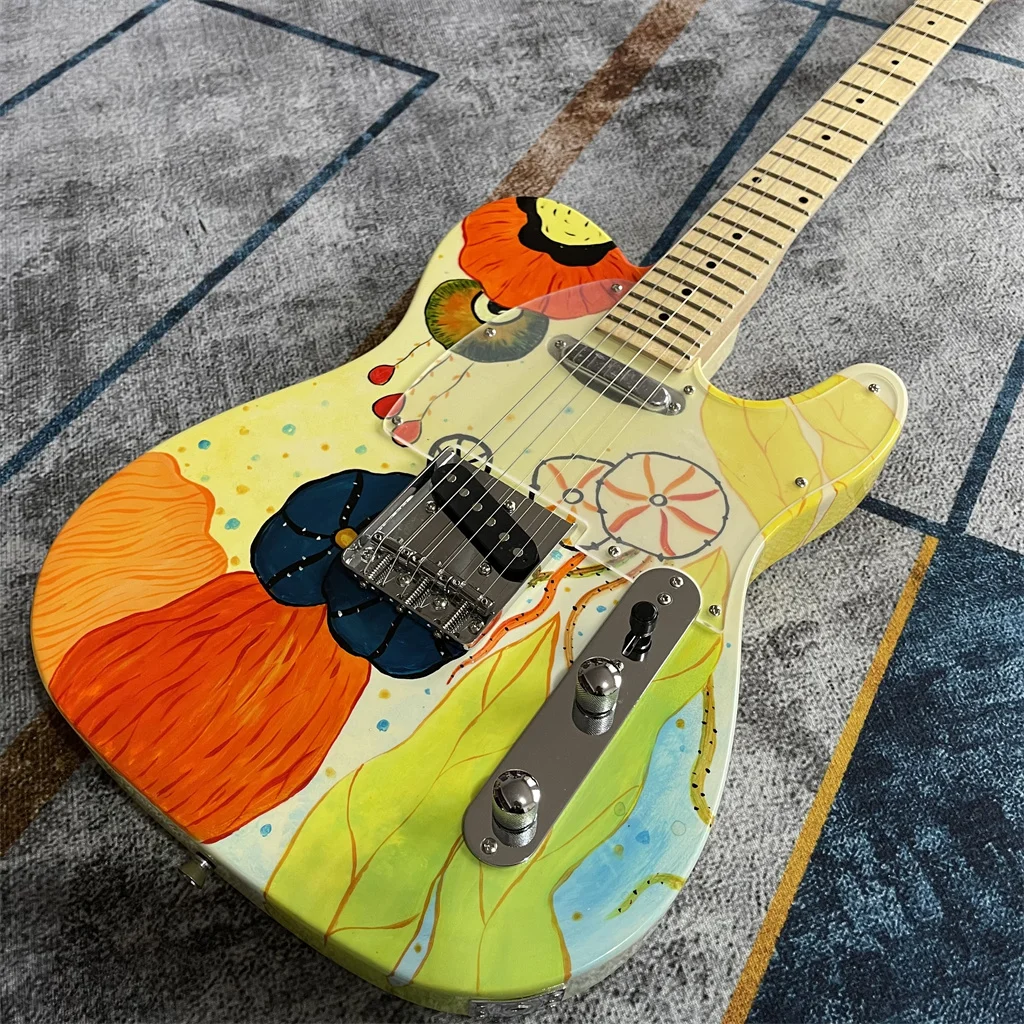 

In Stock Handed Drawn Electric Guitar Maple Rosewood Fingerboard Chrome Hardware Guitarra Eletrica Fast Shipping Guitare