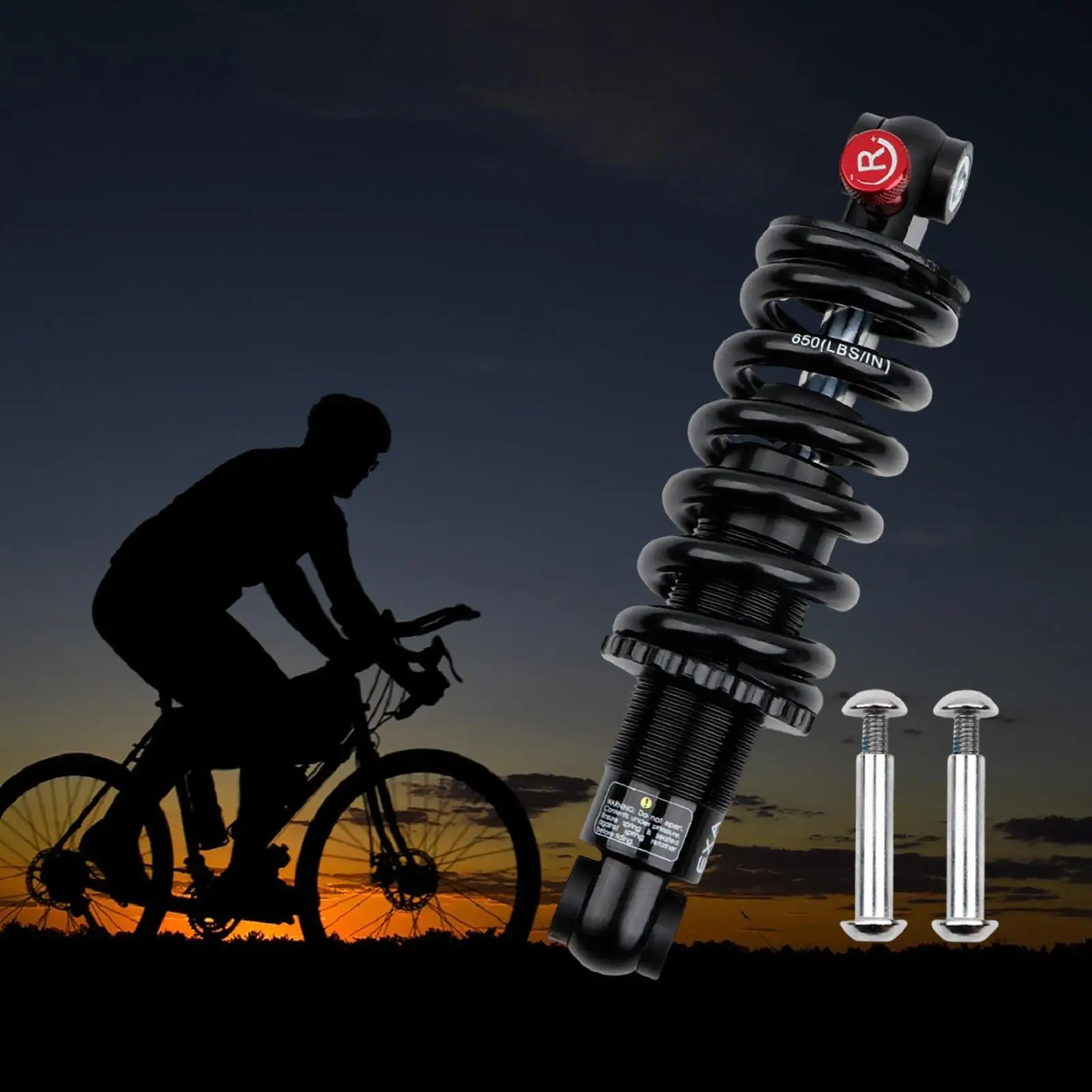 

Road Bikes Damping Shocks, Bike Coil Shock Absorber, 650lbs, 165mm, Bicycle Rear Spring Shock