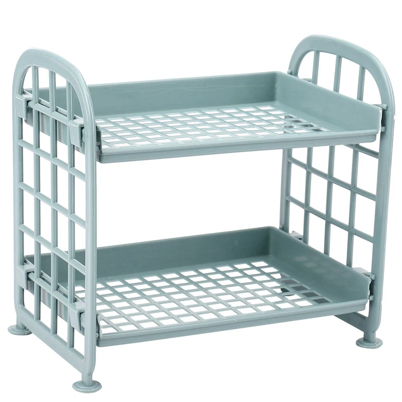 2X полки для хранения пластиковые маленькие хранения-2-уровневые кухонная