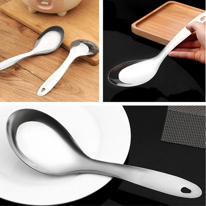 

High Quality Durable Stainless Steel Large Rice Soup Serving Spoon Non-stick Pan Kitchen Tool Kitchen Tableware Spoons