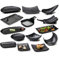 kitchen tableware set creative black food grade plastic bone plate personality sushi fruit dessert plate restaurant kitchen dish