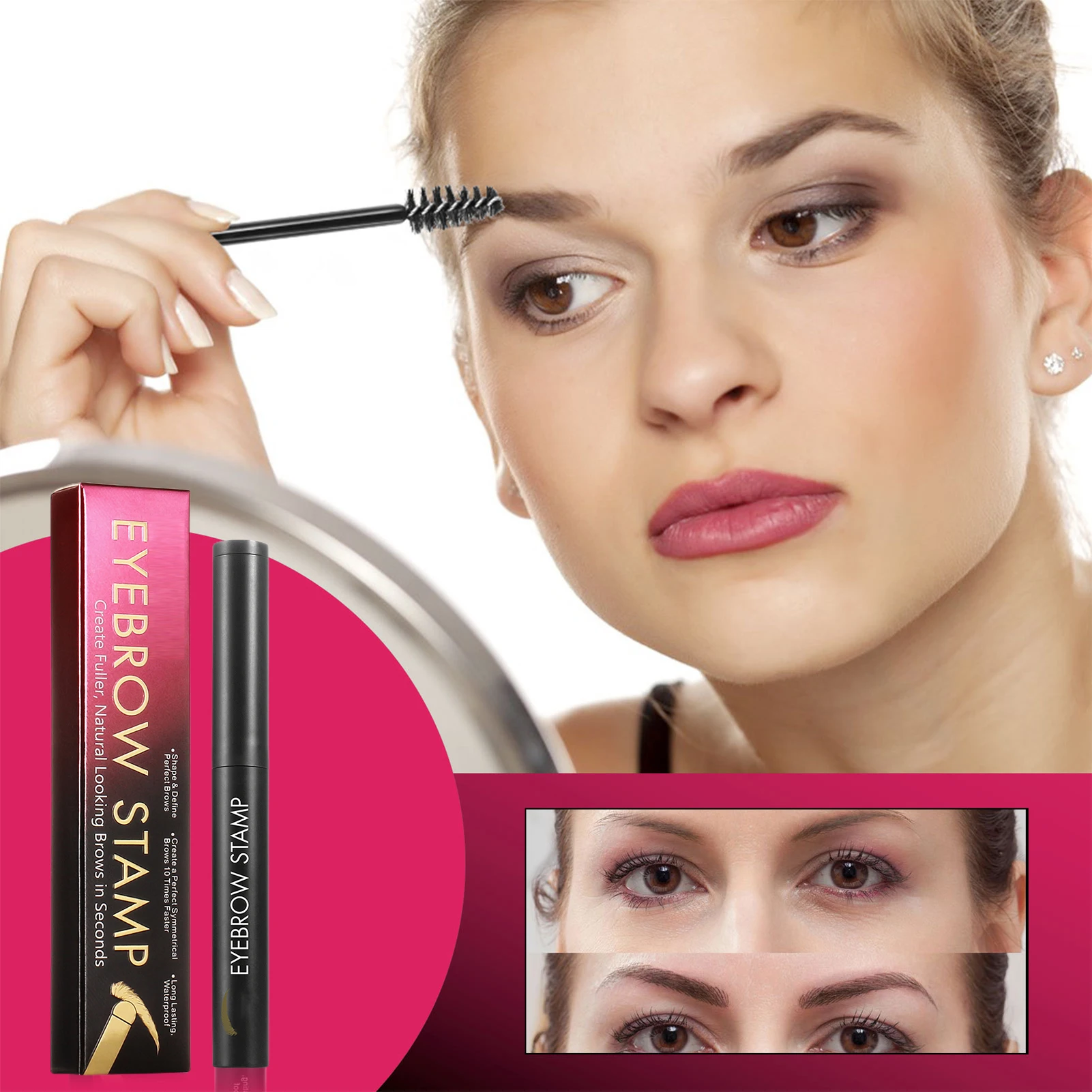 

Makeup Eyebrow Powder Pen Set Natural Looking Reusable Makeup Eye Brow Powder Kit Eyebrow Definer Shaping Kit For Women Girls