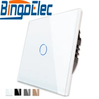bingoelec eu standard light touch switches home wall switch black white golden with crystal glass panel power sensor switches