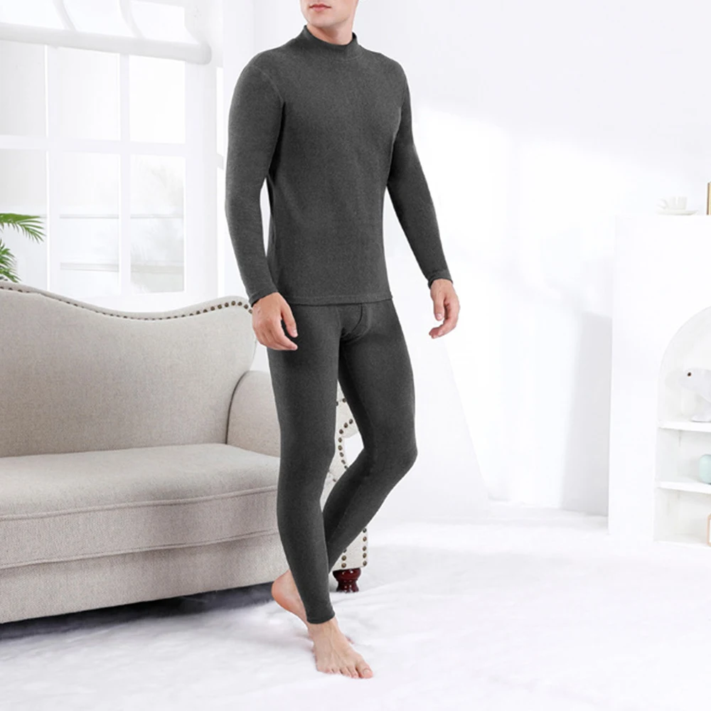 

Mens Long Johns Thermal Underwear Set Seamless Long Sleeve Turtleneck Warm Top Pants 2Set Elastic Classic Basics Thermo Clothing