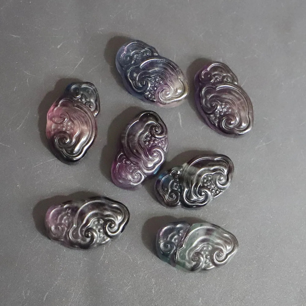 New Natural Stone Fluorite Smile Mini Clouds Quartz Carved Ornament Hand Polished Gifts Reiki Healing Home Decor Crystals 2Pcs