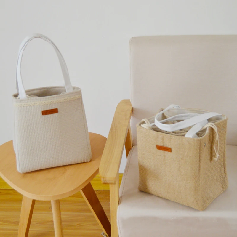 

Утолщенная алюминиевая изоляционная сумка для ланча из хлопчатобумажной конопли, портативная водонепроницаемая сумка для ланча, бэнто, су...