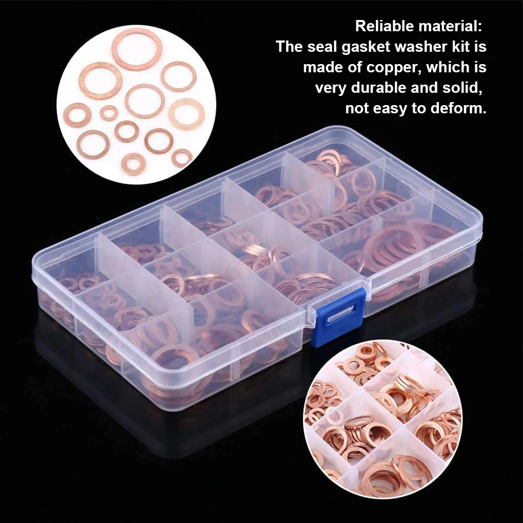 

280Pcs Kit Copper Gasket Assortment Generator Ring Woodworking Washer