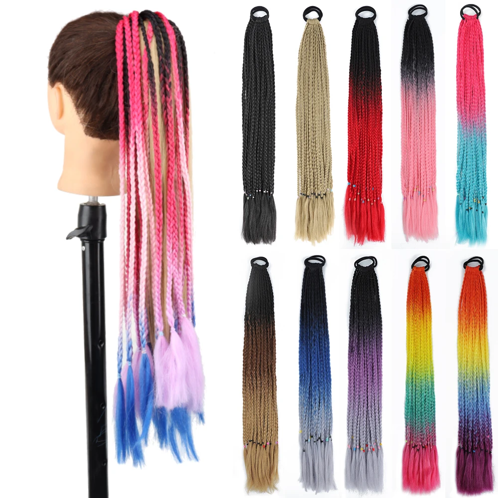 Ful Gradient Dirty Braids Wig Hair Extensions For Kids Braided Braids