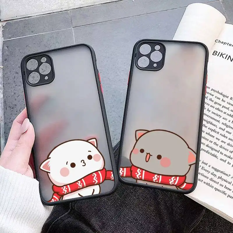 

peach cat cute cartoon Phone Case matte transparent For iphone 14 11 12 13 plus mini x xs xr pro max cover
