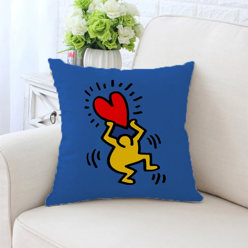 

K·HARING Pillowcase 40*40 Custom Cushion Cover 45x45 Cushions Covers for Pillows Pillow Hugs Short Plush Decorative Pillowcases