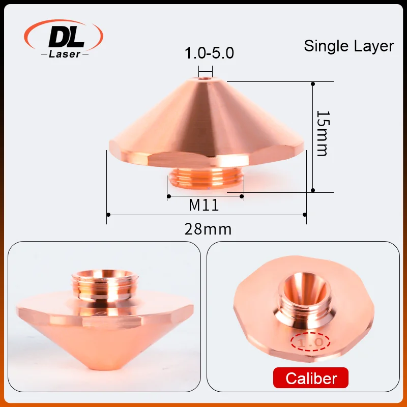 DL Bodor D28 M11 Лазерная насадка Одно-/двухслойная красная медь Шестиугольная металлическая насадка для станка для волоконной лазерной резки