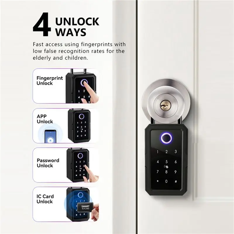 Фото 3X Умный ящик для ключей с замком Ttlock Wifi, электронный замок, водонепроницаемый, настенный, с функцией распознавания отпечатков пальцев, ящик для хранения ключей - Y41A №4