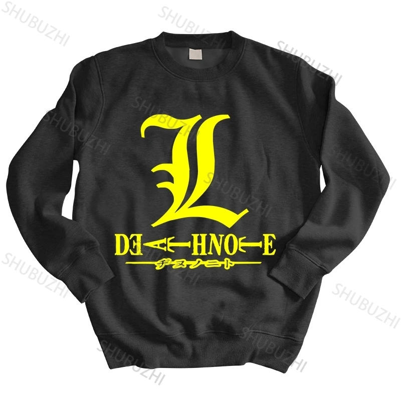

thin sweatshirt men hoody New Death Note L logo Gold Horor Anime Men's hoodies autumn spring hoodies