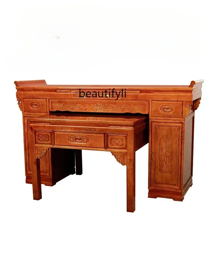 Алтарь Будды Храм Китайский стол для курильницы из цельного дерева Стол