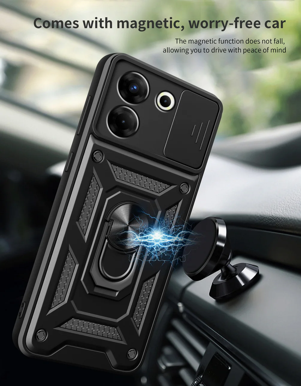 Защитный чехол для камеры Tecno Camon 20 Pro 19 18 18P 18T Spark 10 9 8 6 Go 8c Armor Hybrid Ring Back Cover