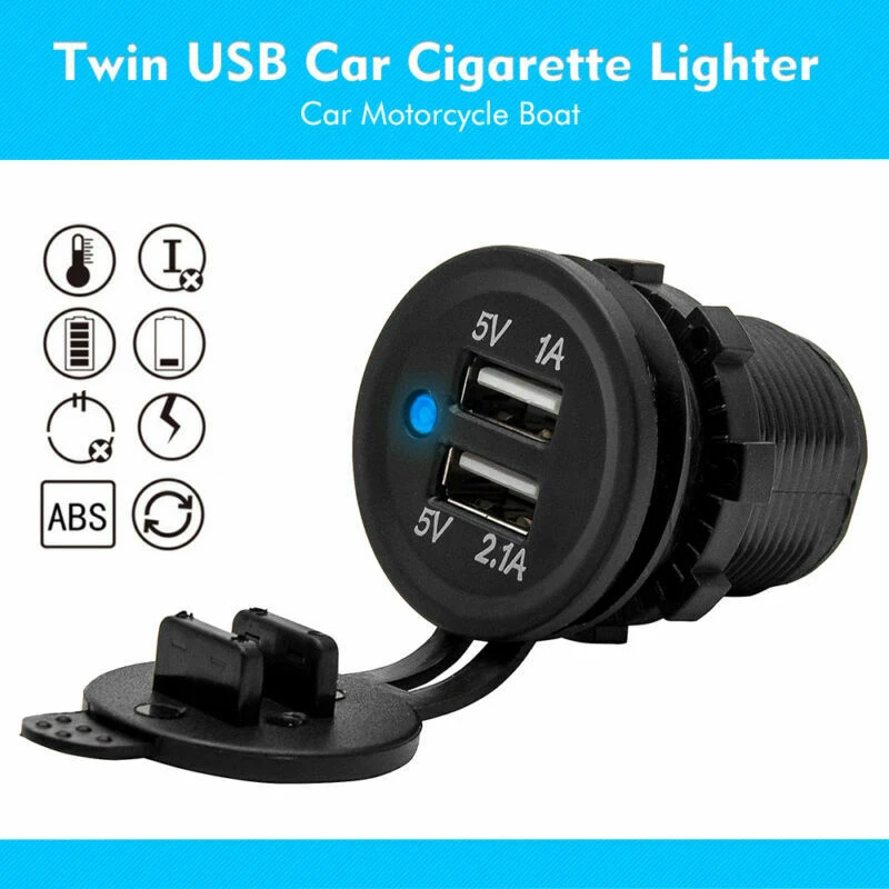 

12 В USB двойное зарядное устройство для автомобиля адаптер питания 5 в 3,1 А + 60 см кабель предохранитель