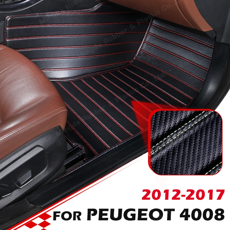 

Напольные коврики из углеродного волокна на заказ для Peugeot 4008, 2012, 2013, 2014, 2015, 2016, 2017, аксессуары для интерьера автомобиля