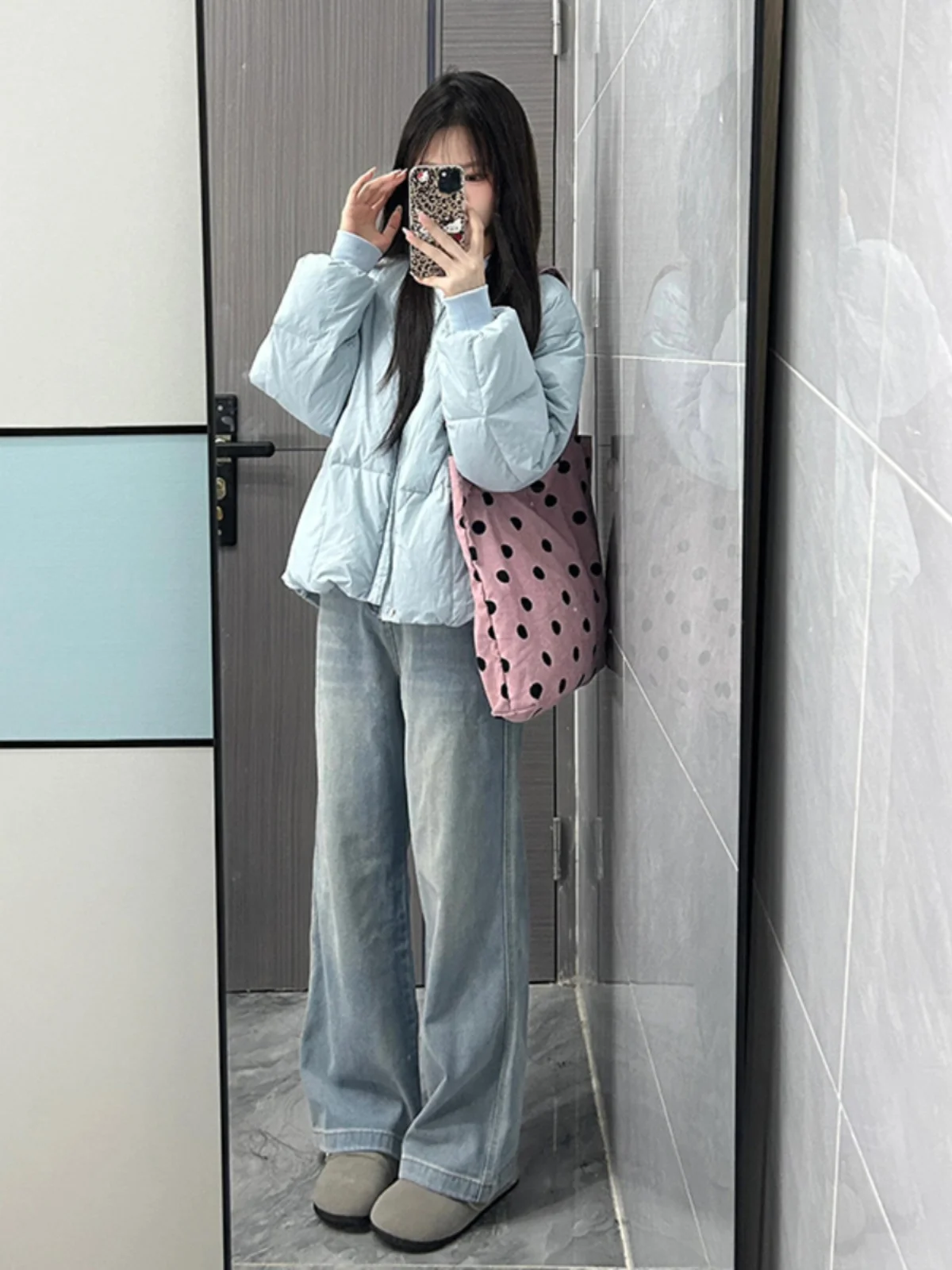 Пуховик корейской серии больших размеров с бейсбольным воротником одежда на