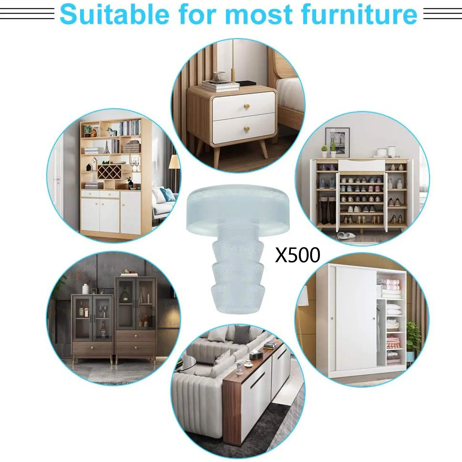 

Soft Rubber Stem Bumpers Screws Hole Plugs Sound Dampening Anti Slip 5mm for Home Doors Cutting Boards Glass Table Top