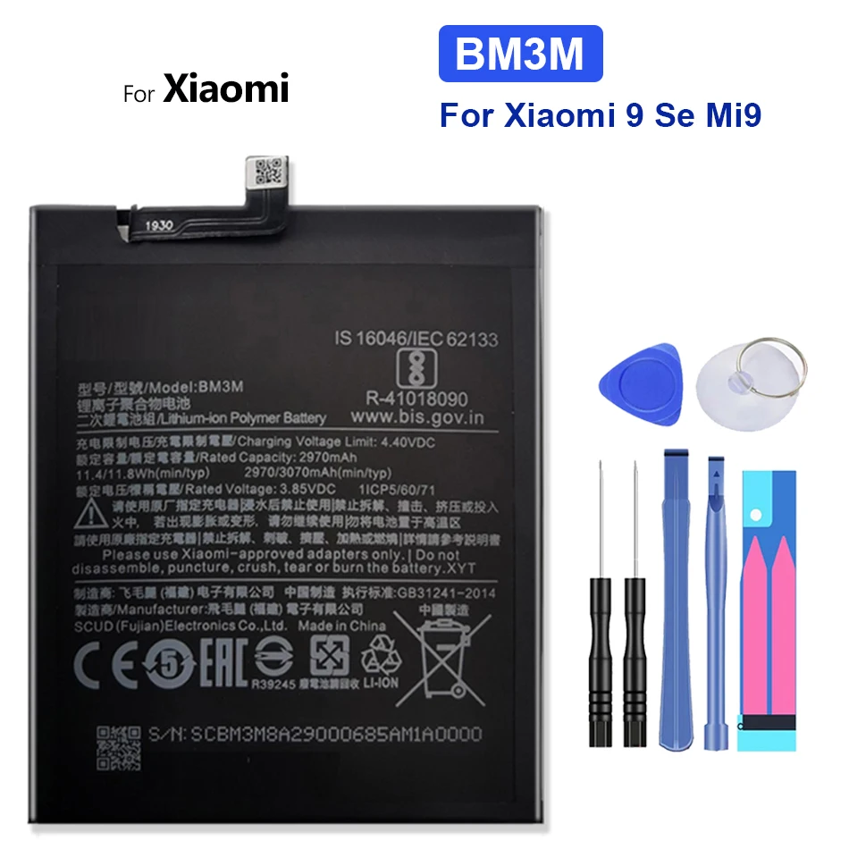 

3070mAh for xiao mi BM3M Battery For Xiaomi 9 Se Mi9 SE Mi 9SE Mobile Phone Bateria + Free tool