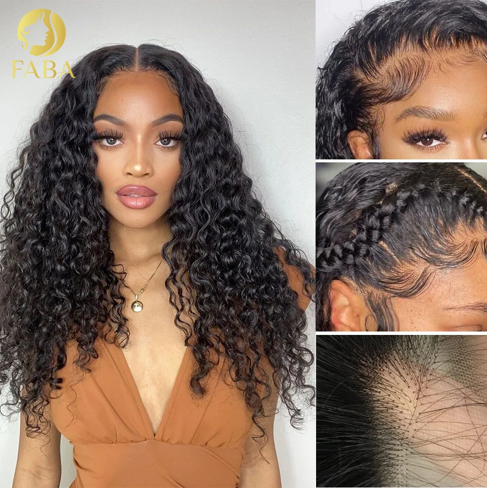 

4x4 Pre Plucked Curly Human Hair Highlight Wig 13x4 HD Forehead Lace Brown Wig Women's Natural Color Baby Lace Wig 180 Density