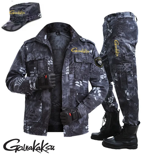 Spring Outdoor Black Python Pattern Camouflage Suit Fishing Protection Sets Wear-resistant Overalls Labor Protection Clothing 1
