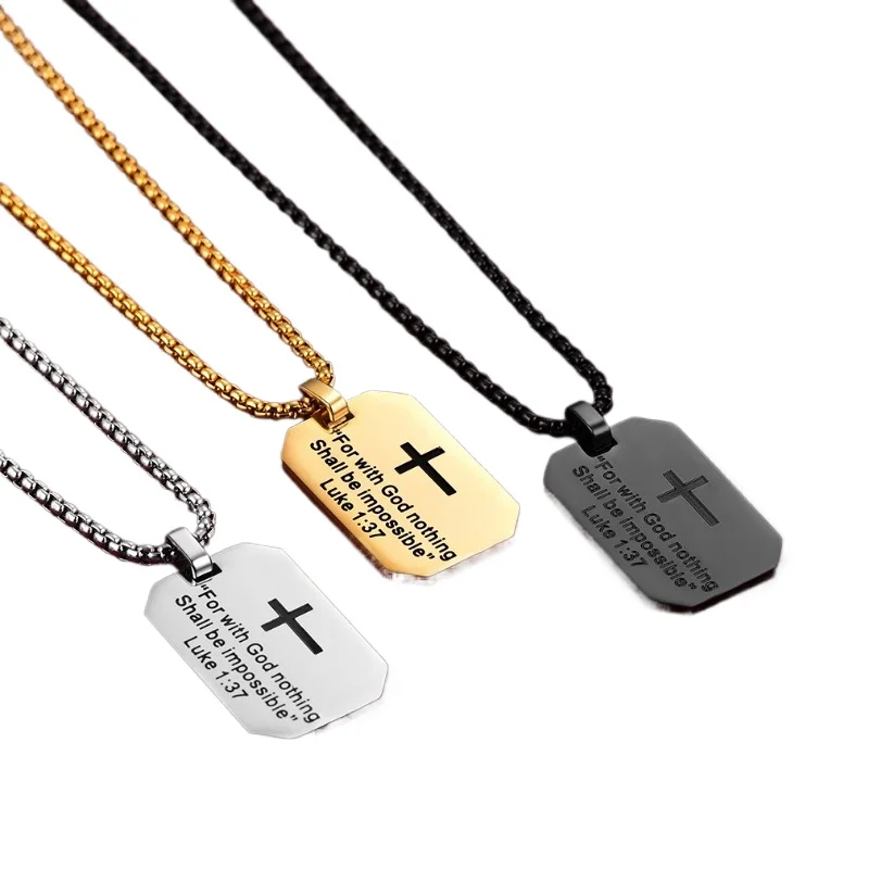 Христианский библейский стих кулон с крестом ожерелье из нержавеющей стали