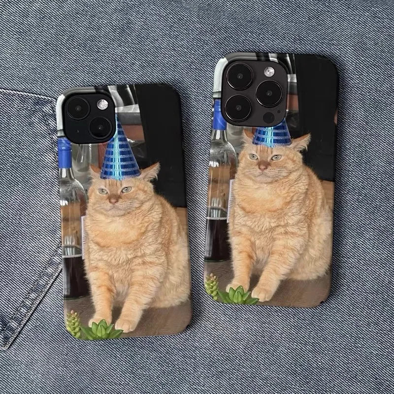 Фото Чехол для телефона Drunken Kitten Orange Cat Cute Art для iPhone 16E 15 14 13 Pro Max 12 Mini 11 Pro, ультратонкий жесткий чехол для ПК №2