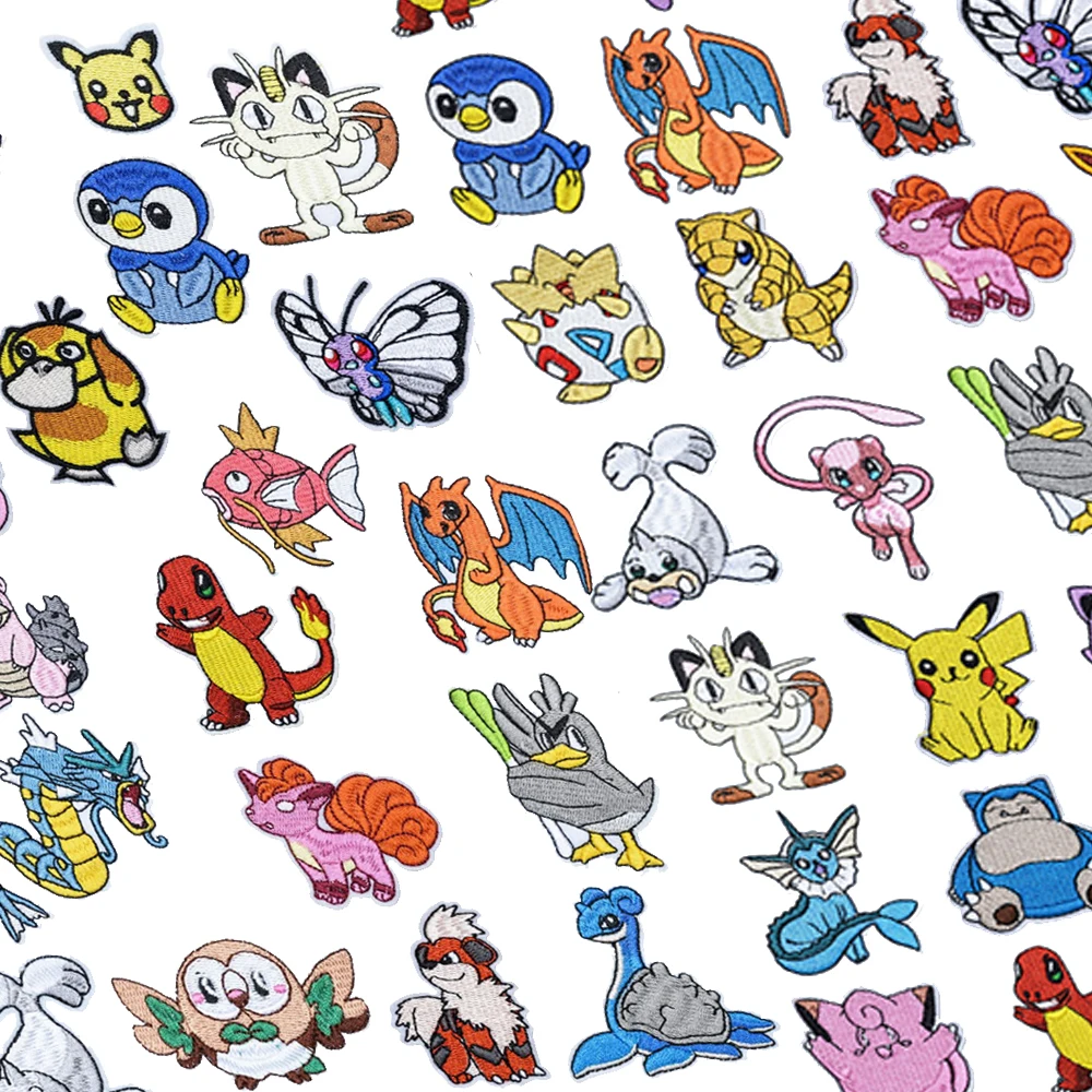 

New 16pcs/Set Anime Pokemon Pikachu Embroidered Patches on Clothes Badge Fusible Patches for Clothing Iron on Garment Decoration