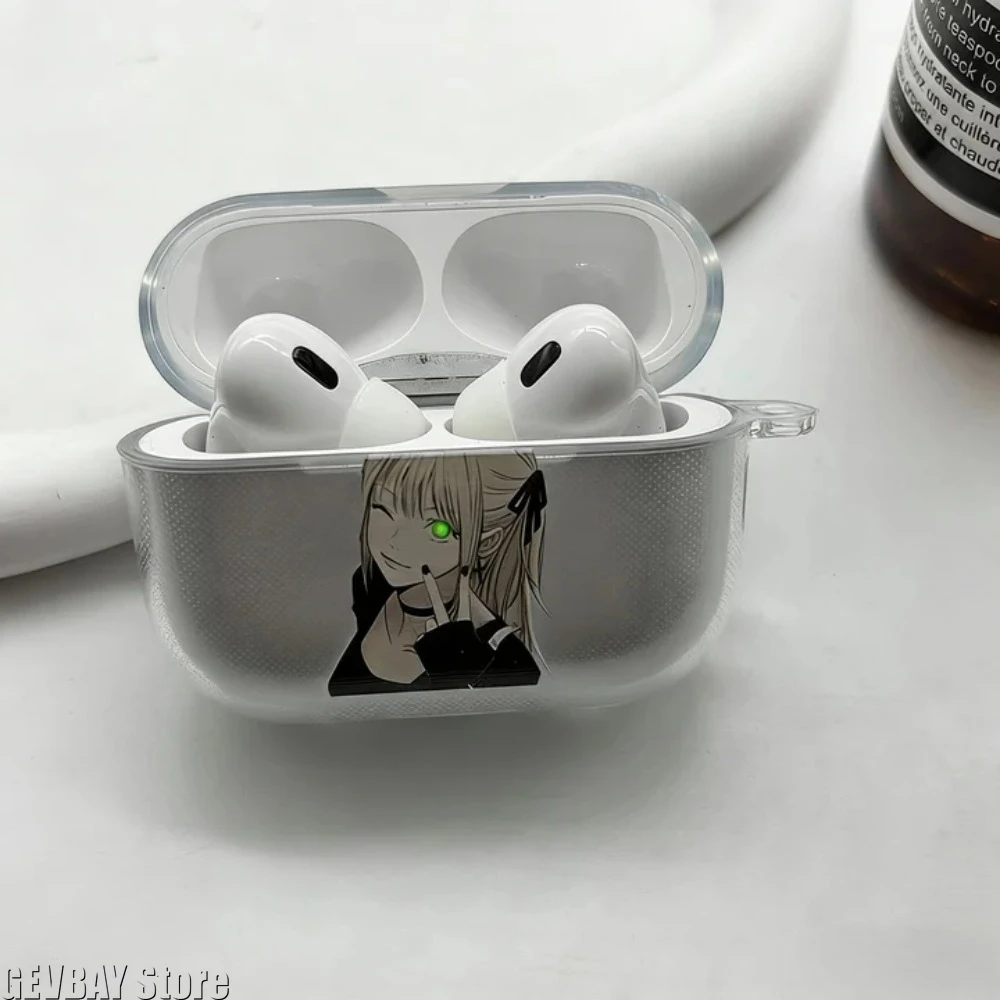 Фото Прозрачный чехол для Airpods Pro 3 2 1 4 с изображением аниме-персонажа Миса, милый мультяшный аниме-чехол из ТПУ для наушников №2