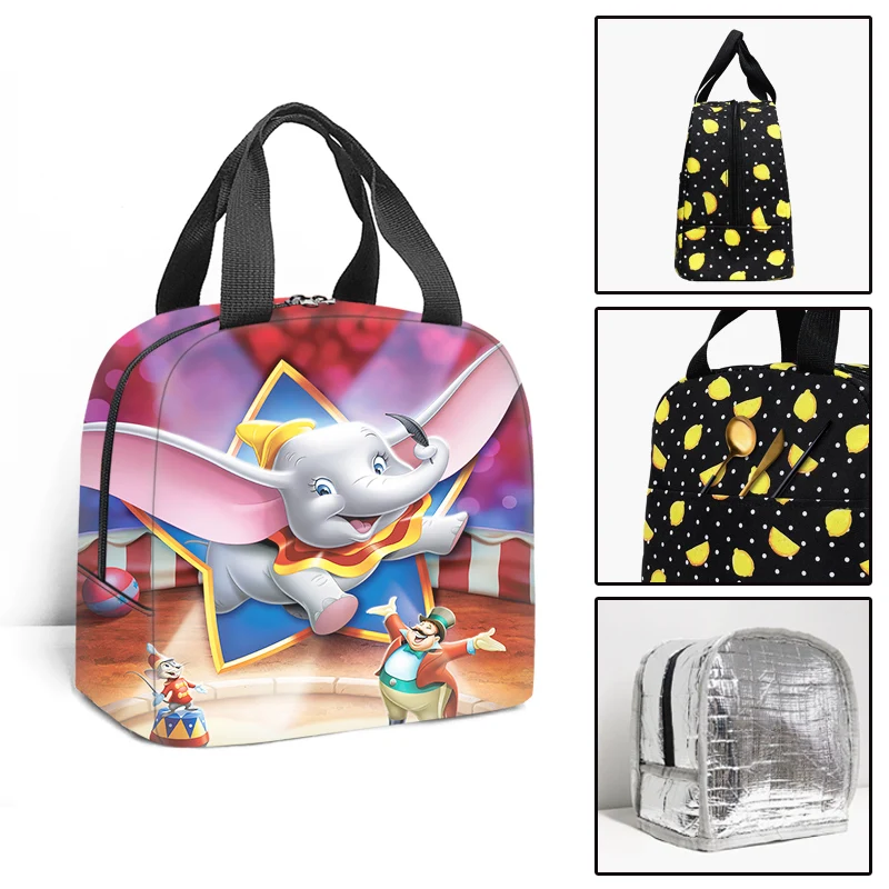 Disney Dumbo Kids School Insulated Lunch Bag Thermal Cooler Tote Food Picnic Bags Children Travel Lunch Bags