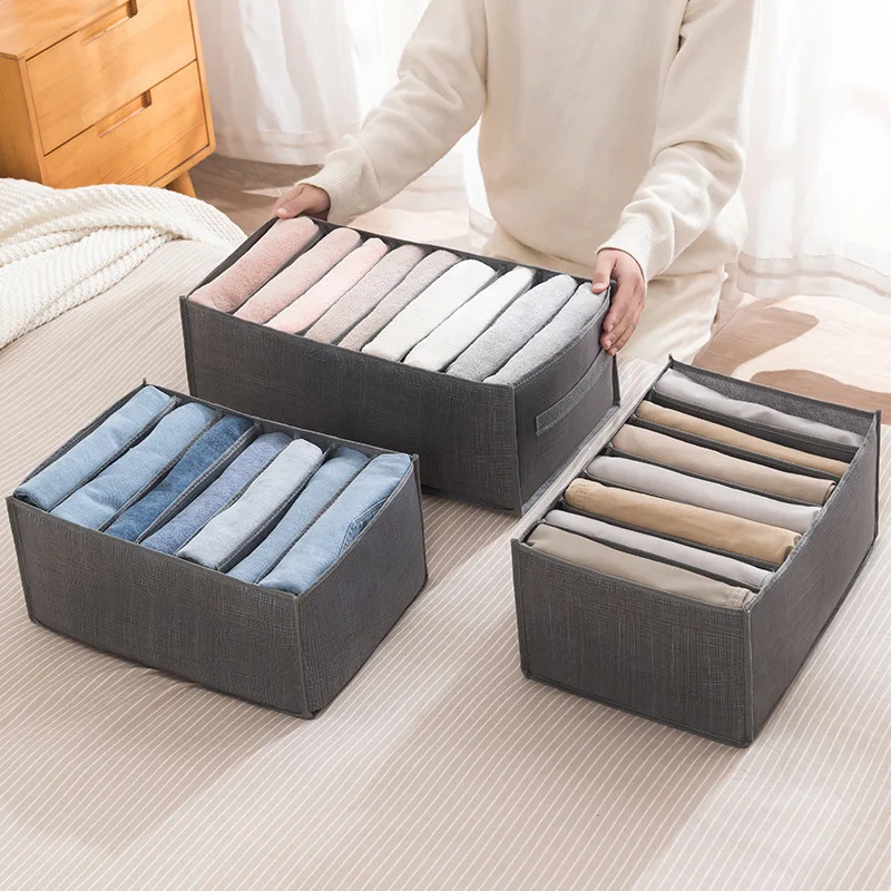 

1pc Jeans Shirt Clothes Organizer Pants Underwear Socks Leggings Divided Storage Box For Home Closet Drawer