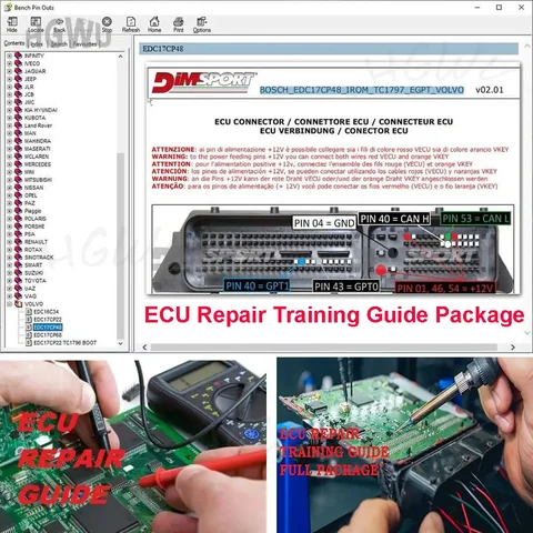 Обучение ремонту ECU посылка + руководство ECU основные электронные компоненты + тестовый график EPROM EDC Datasheets проводка PDF программное обеспечение P