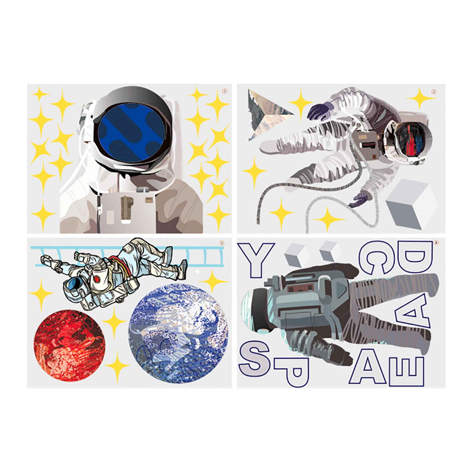 

4 шт., декоративные флуоресцентные наклейки из ПВХ для детской комнаты