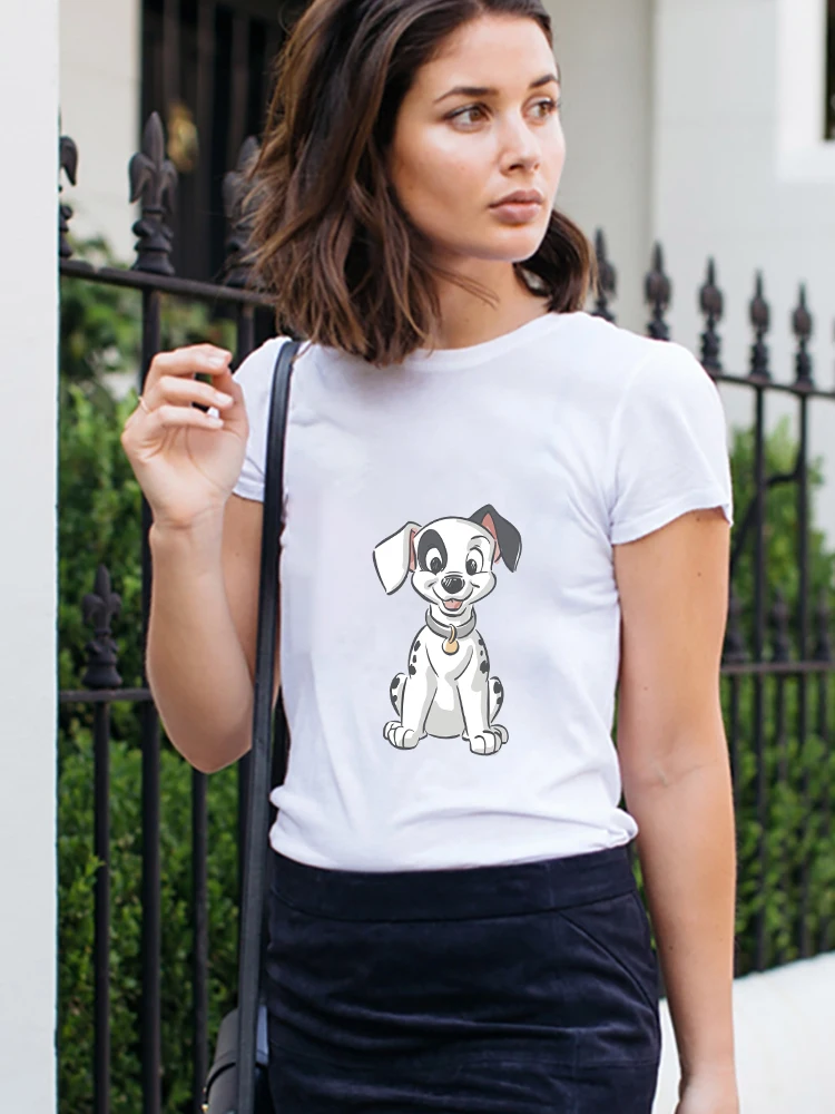 

101 Dalmatians Classic Cartoon Women T-shirt Disney Simple Vintage Style Regular Summer Clothes Unisex Aesthetic Tops Shirts