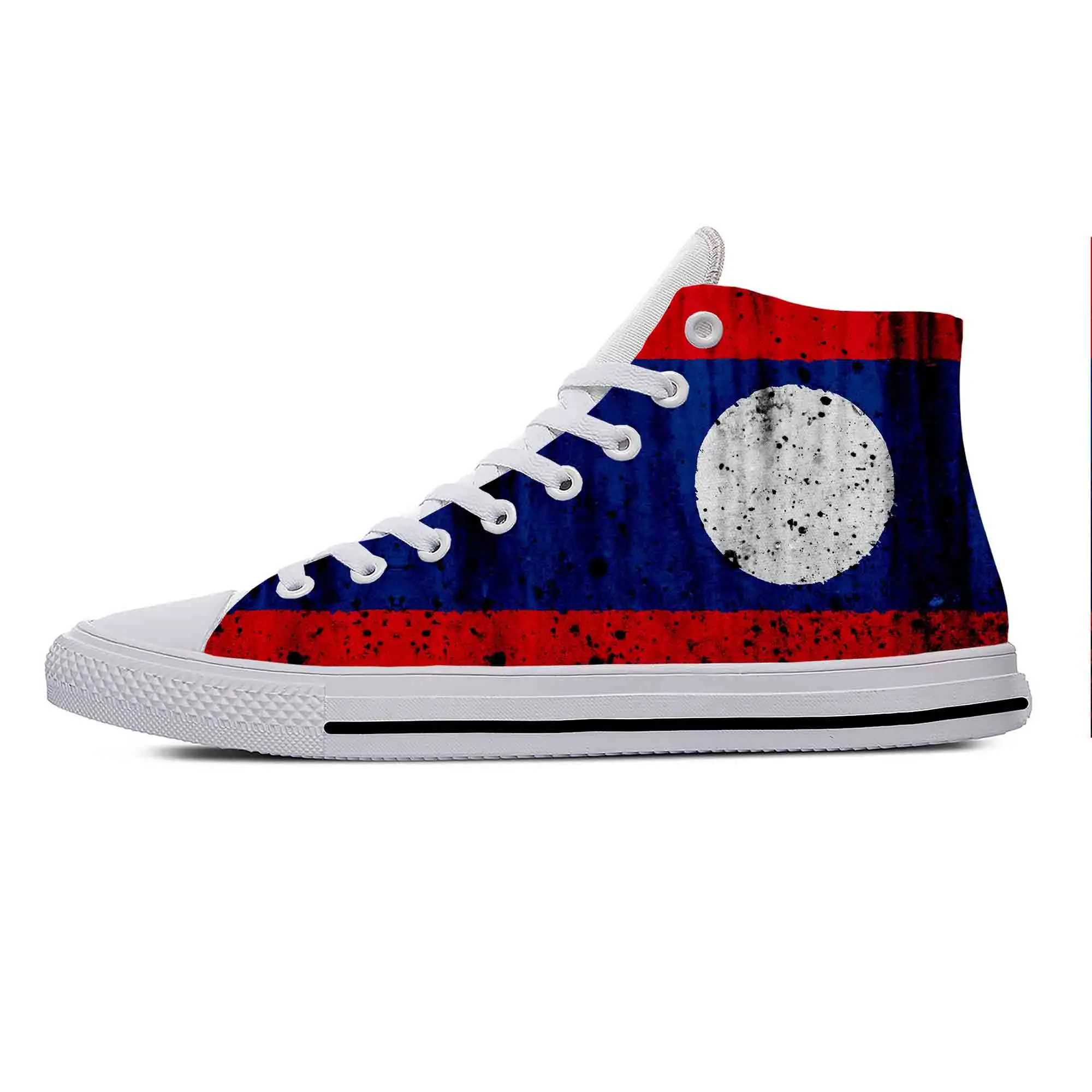 

Laos Laotian Flag Patriotic Pride Fashion Funny Casual Cloth Shoes High Top Lightweight Breathable 3D Print Men Women Sneakers
