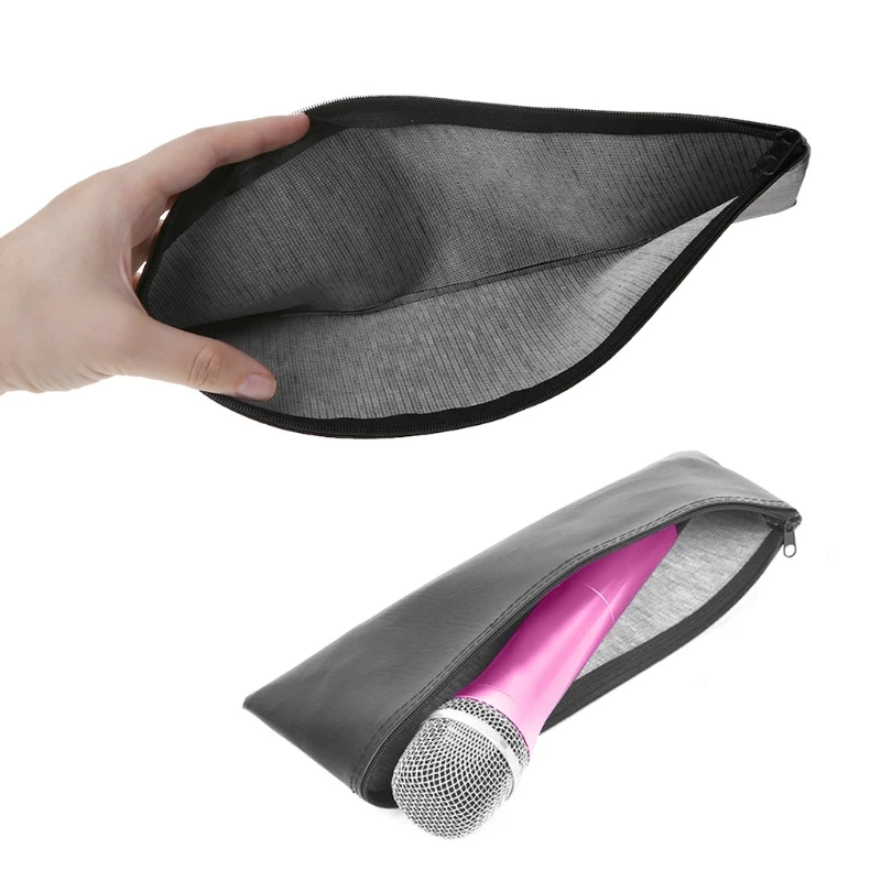 

2Pcs Handheld Bag Pouch Zipper Case Leather Storage Holder Organizer Accessories for Shure Wireless Microphone