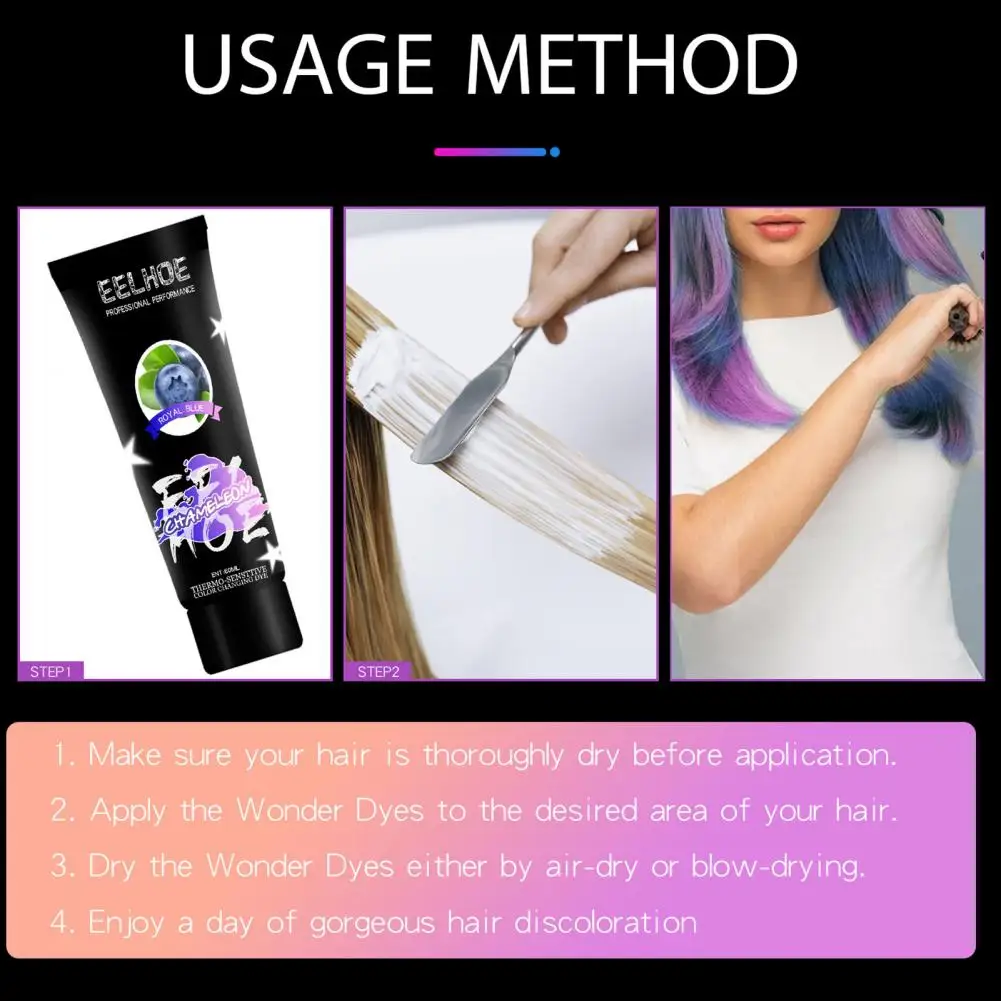

Non-slip 60ml Safe Color Changing Hair Dye Multifunctional Gradient Hair Dye Gentle for Home