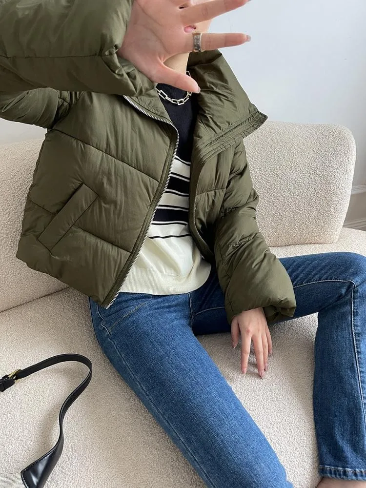High-level Design Sense High Collar Black Bread Parka 2022 Autumn And Winter Short Loose Thick Warm Sustans Coat Jacket