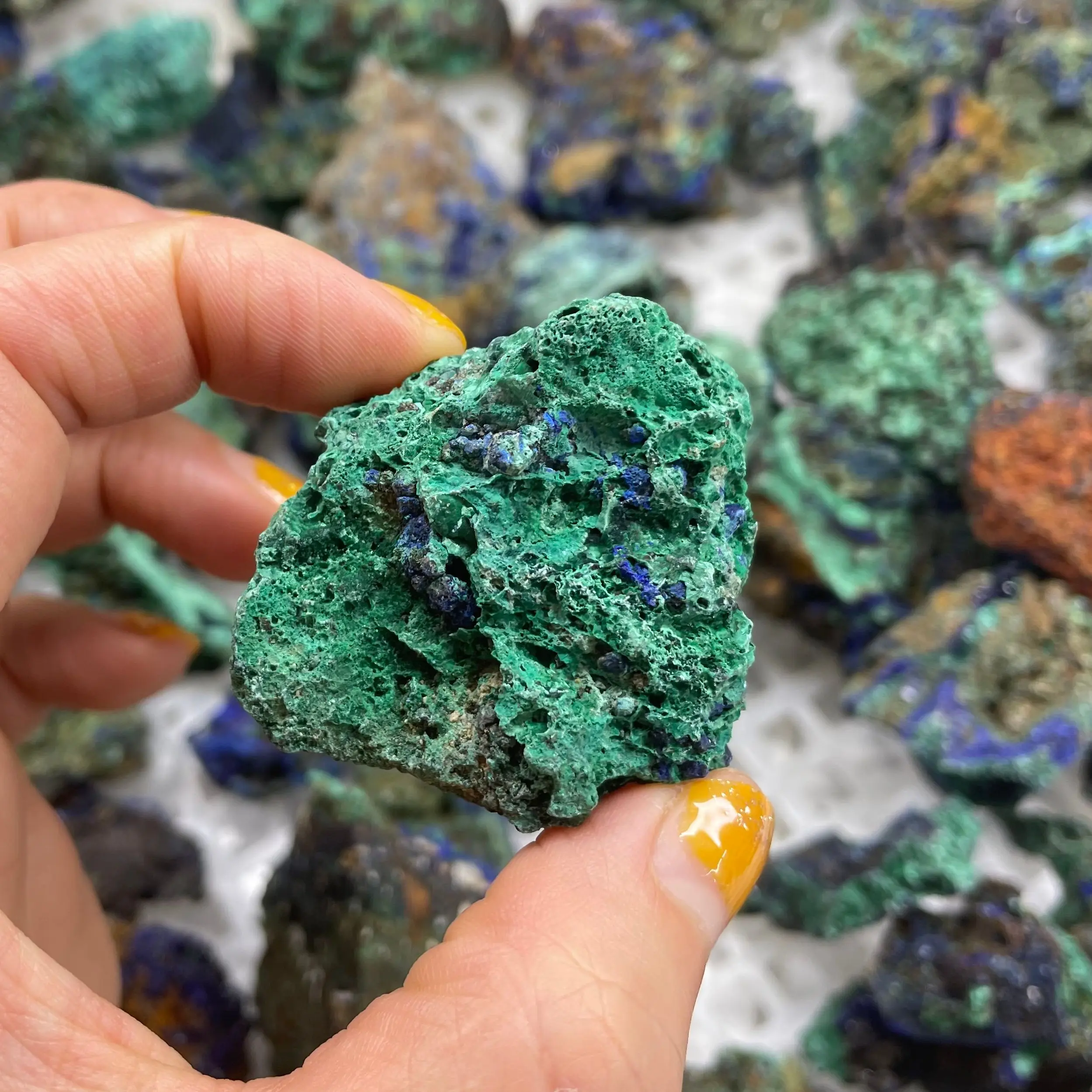 

Natural Azurite Malachite Geode Crystal Mineral Specimen Reiki Healing Stone Collectible