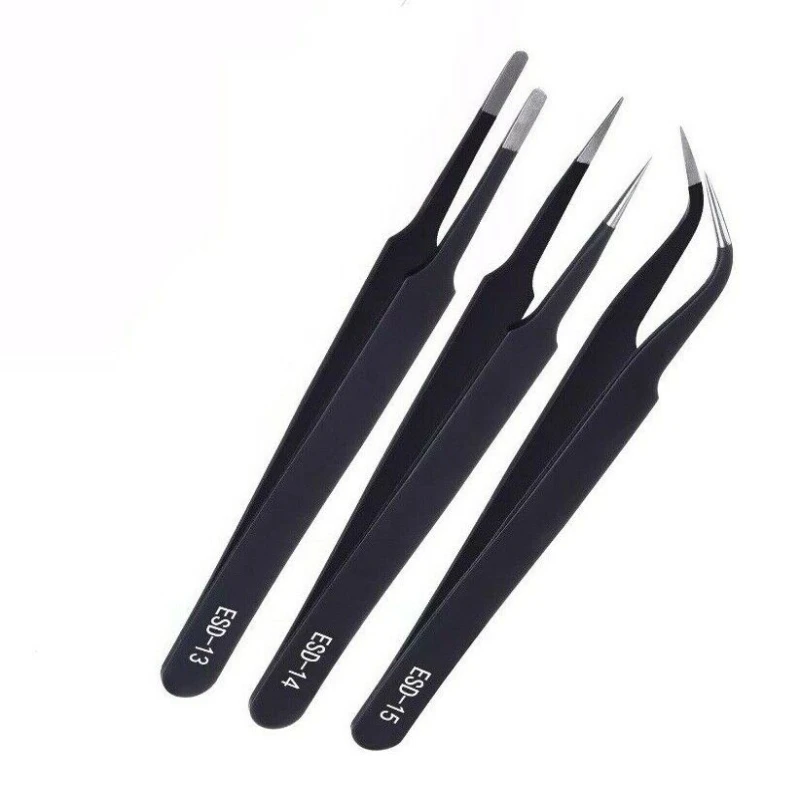 

Electronics Stainless Steel Tweezer Repair Pincet Anti-static Precision Set Tweezers Pinzas Tools