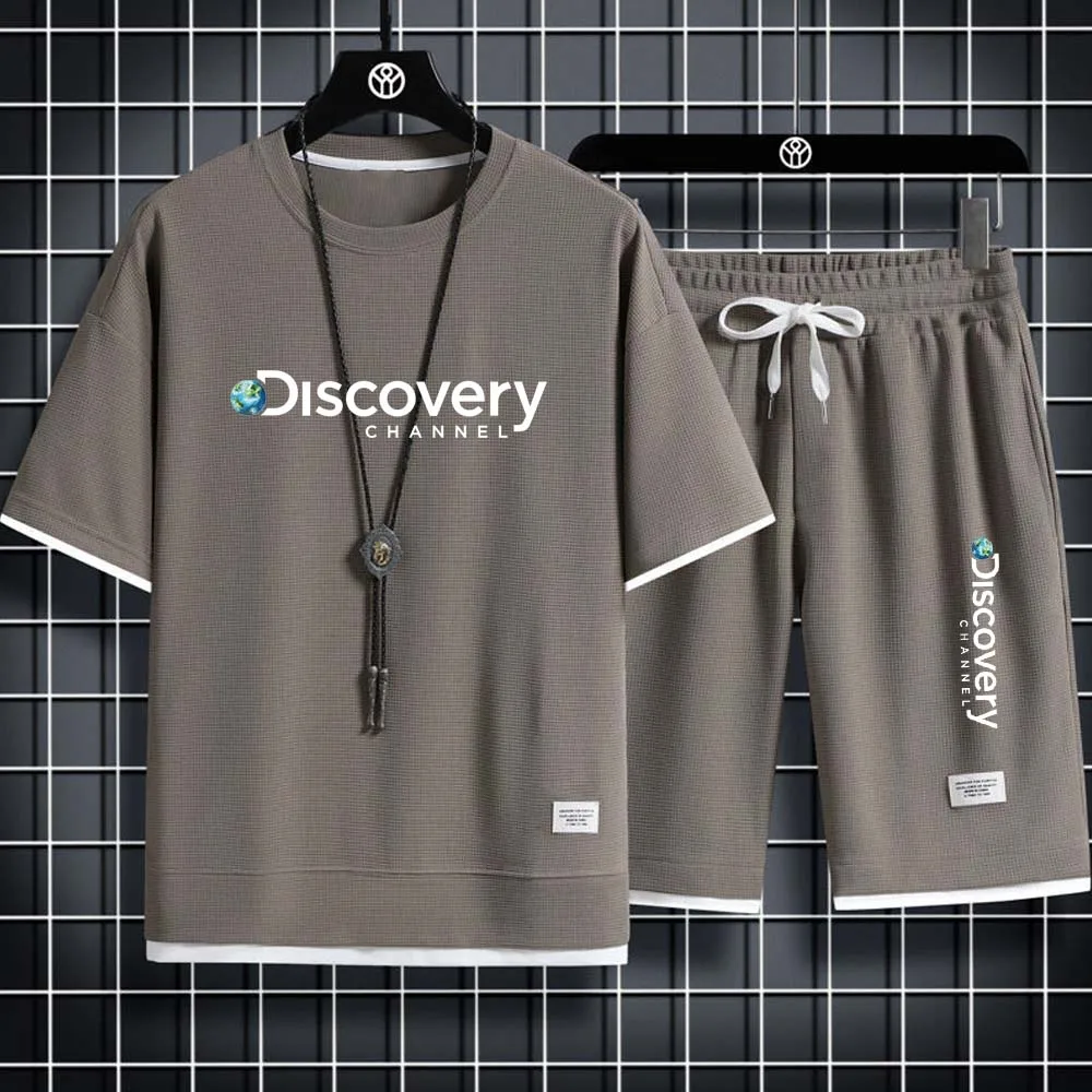 Summer Men's Sets Fashion Korean Tracksuit Men Short Sleeve T Shirts+Sport Shorts Suit Men Casual Men Clothing Mens Joggers Sets