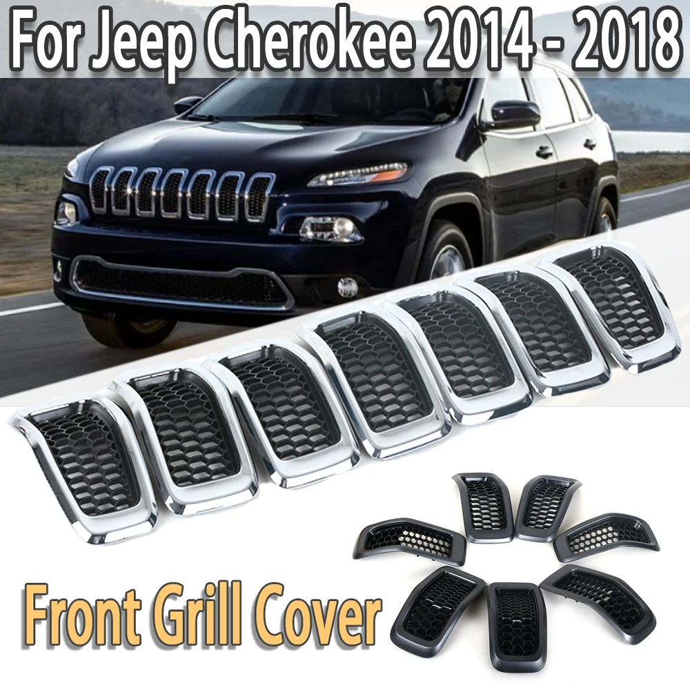 

Grill Covers K-Car Front Bumper Central Trim Replaced Racing Grille For Jeep Cherokee 2014- 2018 Car Accessories
