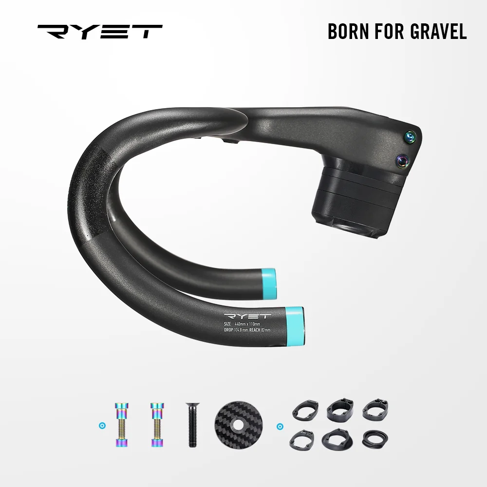 

RYET Gravel Road Integrated Handlebar Carbon 28.6 31.8mm UNIX Road Bar With Bike Computer Holder Handlebar Bicycle Cycling Parts