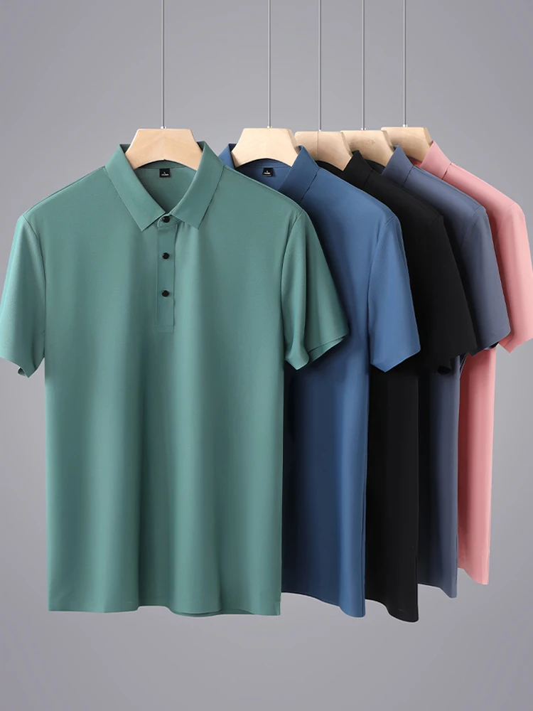 

Summer Men Polo Shirts 2022 New Classic Short Sleeve Tee Breathable Cooling Quick Dry Nylon Polos Men Golf T-shirt Plus Size 8XL