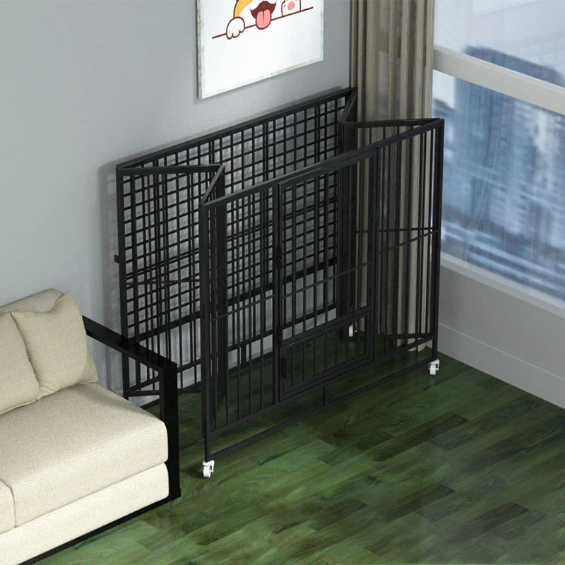 

Folding Dog Cage Pet House Metal Kennel For Medium Large Dogs with Wheels 95x64x85cm Durable Square Tube