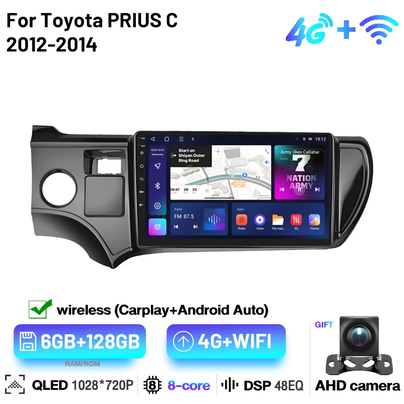 

Авторадио Carplay для Toyota PRIUS C с левым рулем 2012-2014, мультимедийный видеоплеер, автомобильный радиоприемник, GPS, WIFI, автомобильный плеер