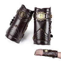 steampunk retro medieval knight bracer wrist band guard watch leather wrister armor prop vintage cosplay anime accessory for men