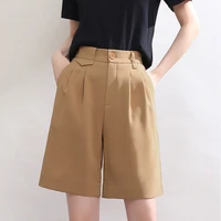 womens suit shorts womens summer loose large size outer wear high waist five points wide leg drape casual trousers